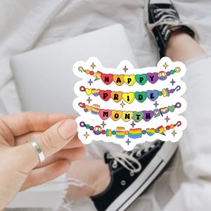Happy Pride Month Bracelet LGBT Sticker/Car Magnet, Gay Pride Sticker, LGBT Sticker, LGBTQ Sticker, Planner Sticker, Pride Month