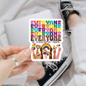Floral Book Everyone Is Welcome Here LGBTQ Sticker, Gay Pride Sticker, LGBT Sticker, LGBTQ Sticker, Planner Sticker, Pride Sticker