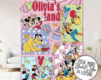 Personalized Mickey and Friends Blanket, Cartoon Style Gift for Boys and Girls,Personalized Name Mickey Mouse Blanket,Mickey Nursery Blanket