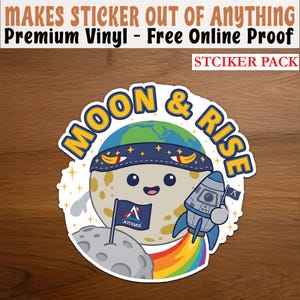 Artemis II Rise Plüsch Lunar Mission Aufkleber, Astronaut Team Space Aufkleber, Lunar Exploration Design, Retro Sci Fi Ästhetik Geschenk