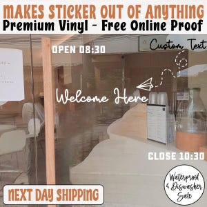 Custom Business Decal, Customizable Logo, Tagline, Info, Website & Phone Number, Window Decal, Small Business Door Sign, Custom Mirror Decal