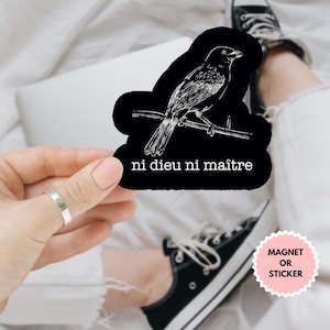 Ni Dieu Ni Maître Anti Trump Sticker/Car Magnet, No God No Master, Anti Trump Sticker, Leftist Protest Sticker, Anarchist Sticker, Political