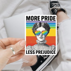 More Pride Less Prejudice Lgbt Sticker/Car Magnet,  LGBTQ+ Sticker, Book Pun, No Hate, Don&#39;t Discriminate, Proud Ally Sticker, Pride Month