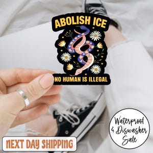 Ablolish No Human is Illegal Anti Trump Sticker/Car Magnet, Protect Immigrants Sticker, Human Rights Are Not Political, Anti Trump, FDT