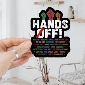 Hands Off Protest Anti Trump Sticker/Car Magnet, Political Activism, Save Public Lands Medicare Social Security Free Speech Environmental
