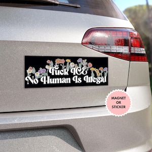 Floral Fck Ice Anti Trump Sticker/Car Magnet, Anti-ICE Protest Decal, Political Sticker, Abolish ICE, Pro Immigrant Sticker,Activist Sticker