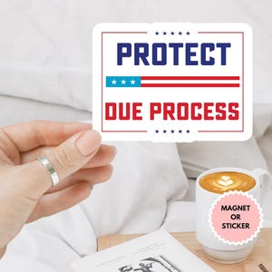 Protect Due Process Sticker/Car Magnet, Anti-Authoritarian Sticker, Save Democracy Sticker, I Love Due Process Sticker, Anti Trump Sticker