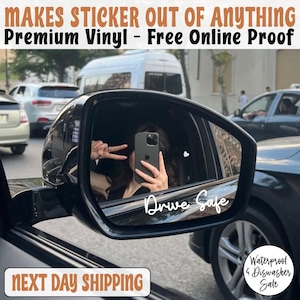 Custom Rear View Mirror Decal, Mirror Sticker, Window Sticker, Motivational Quote, Positive Affirmation, Custom Mirror Decal