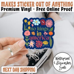 Boho No Kings In America Anti Trump Sticker/Car Magnet,  Anti Fascism Sticker for Democrats & Liberals, Protect Democracy Car Magnet