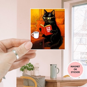 Is He Dead Yet Black Cat Anti Trump Aufkleber / Automagnet, Anti-Trumpf-Protestaufkleber, politischer Aufkleber, subtiler FDT, lustiger Katzenaufkleber