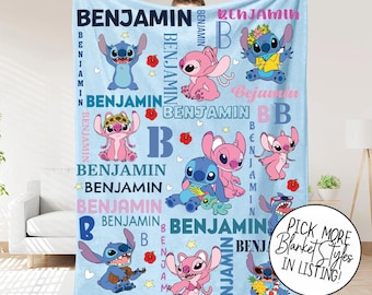Custom Name Stitch Blanket, Stitch Blanket, Disney Blanket, Custom Name Blanket, Custom Stitch Blanket, Disney Trip Blanket, Birthday Gift