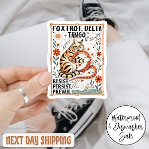Cat Subtle Foxtrot Delta Tango FDT Anti Trump Sticker/Car Magnet, Human Rights Sticker, Social Justice Sticker, Protest Sticker, Feminist