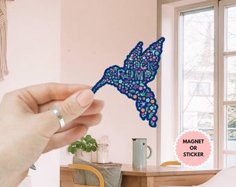 Subtle Anti Trump Floral Hummingbird Sticker/Car Magnet, Feminist Sticker, Political Protest Resist Hidden Message Subtle FDT, Floral Trump