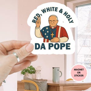 Adesivo/calamita per auto Papa Leone XIV, rosso, bianco e santo, adesivo retrò del cardinale Robert Francis, adesivo americano di Robert Prevost Papa.