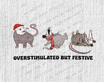 Colores sobreestimulados pero festivos: zarigüeya navideña png, zarigüeya navideña png, regalo de zarigüeya, meme navideño divertido png