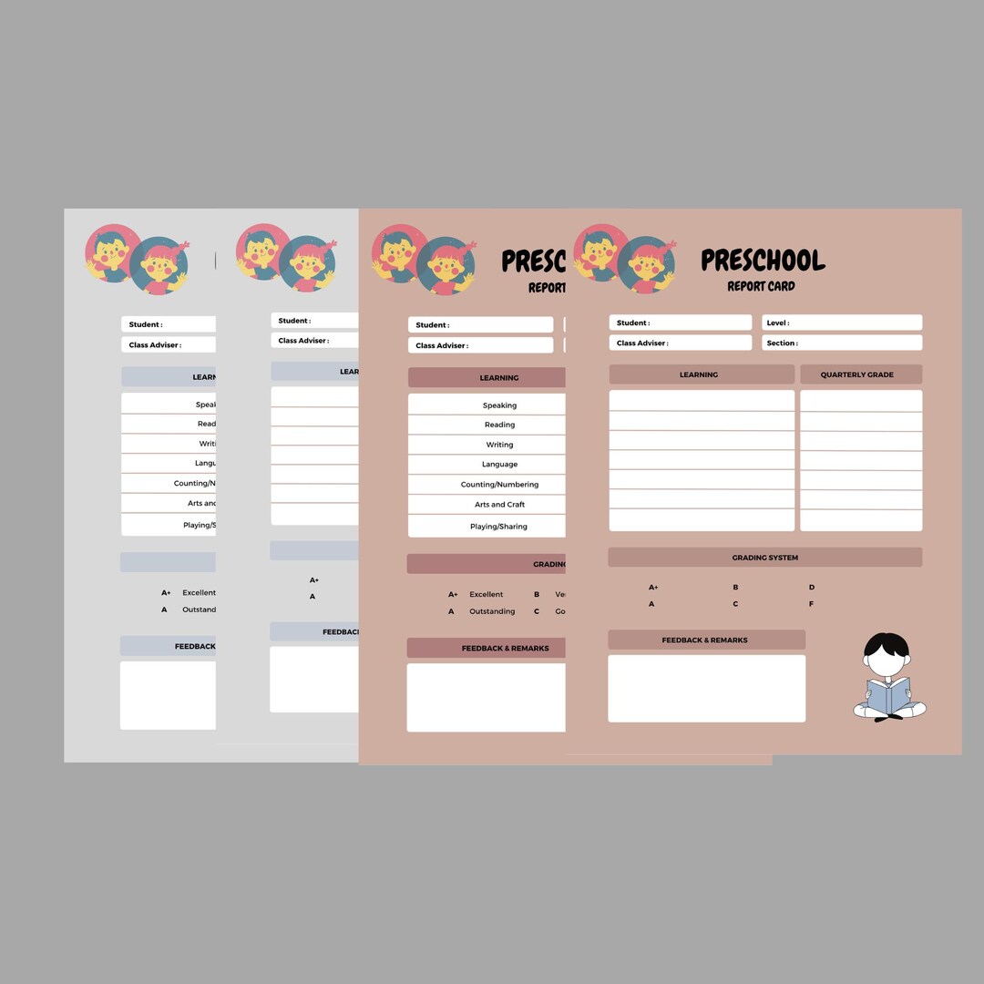 Preschool Report Card Template: Simple Homeschool Progress (digital ...