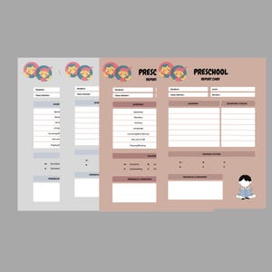 Bulletin préscolaire Rapport de progression pour la maternelle École à la maison Carte de notes simple Modèle pour les enseignants Rapport impression instantanée modifiable