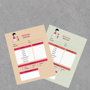 Bulletin préscolaire Rapport de progression pour la maternelle École à la maison Carte de notes simple Modèle pour les enseignants Rapport Impression instantanée Téléchargement numérique