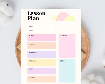 Lesson Plan Template Simple Planner For Educators Homeschool School Schedule Academic Planner Instant Print Digital Download