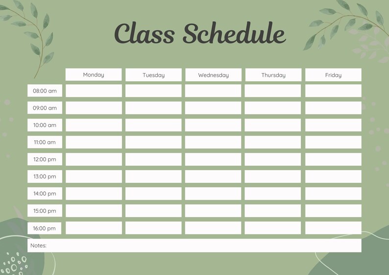 Classroom Schedule Keeping Track of Your Day School Planner Printable ...