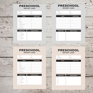 Tarjeta de calificaciones preescolar, informe de progreso de jardín de infantes, educación en el hogar, tarjeta de calificaciones simple, plantilla para maestros, informe, acceso de impresión instantánea