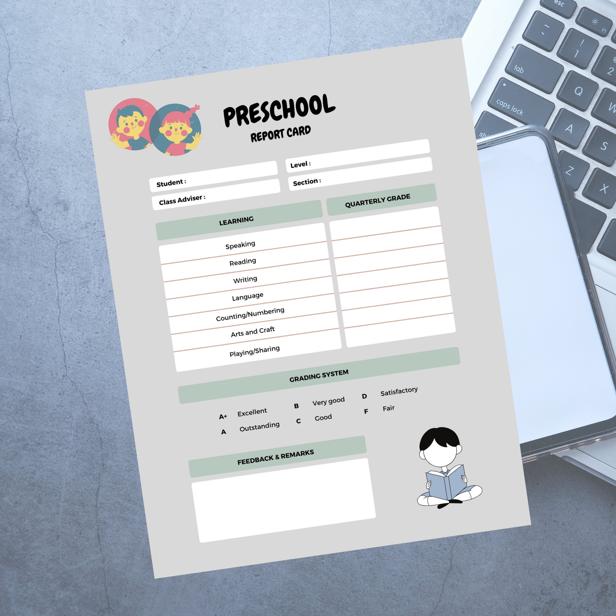 Preschool Report Card Kindergarten Progress Report Homeschool Simple ...