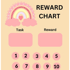 Reward Chart Printable Sticker Kids Prize Toddler Reward Chart ...
