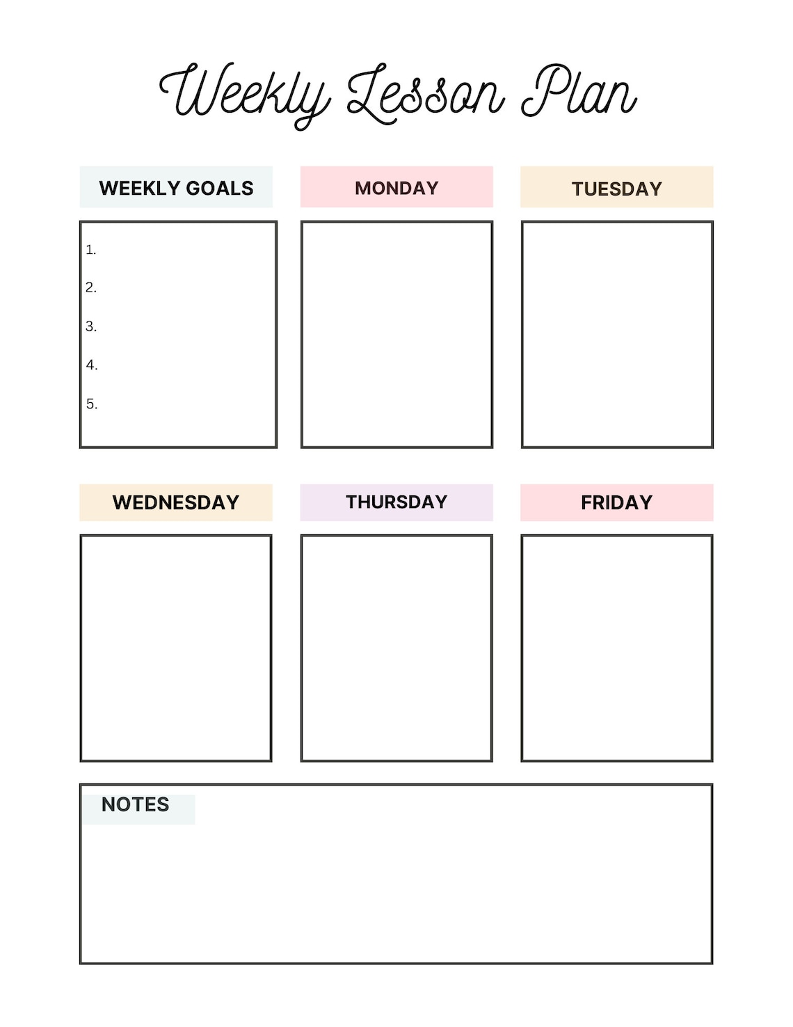 Simple Weekly Lesson Plan Template: Homeschool Planner (digital ...