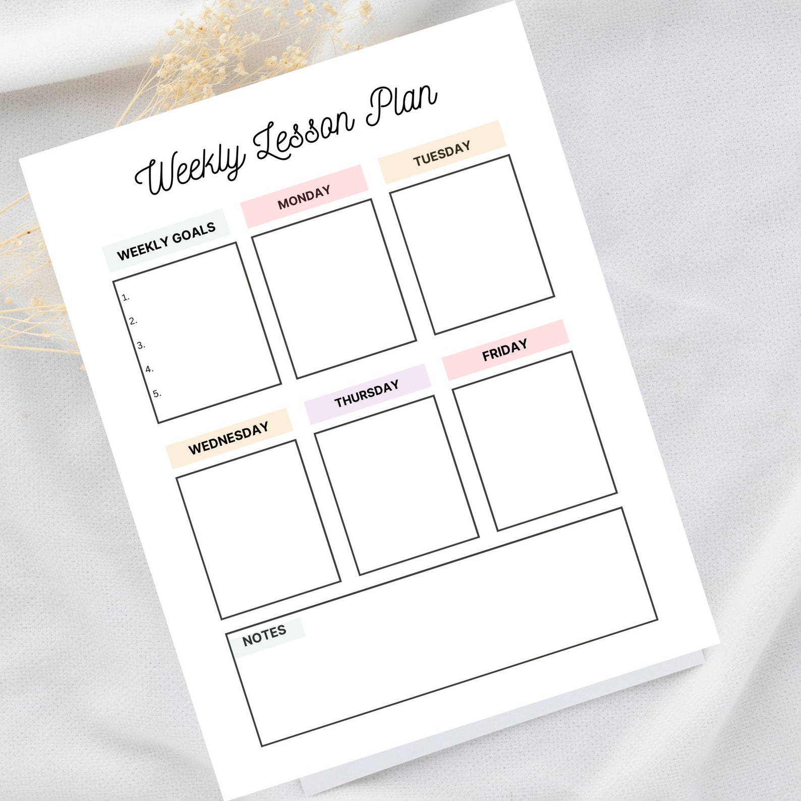 Simple Weekly Lesson Plan Template: Homeschool Planner (digital ...
