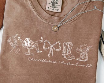 Custome Western Nashville Bachelorette Comfort Colors® Hemden, Country Bach Hemden, Cowgirl Last Rodeo Tee, Nashville Bach T-Shirts