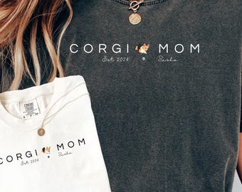 Benutzerdefinierte Corgis Hunde Mama T-Shirt Komfortfarben, benutzerdefinierte Hundemama Geschenk, Mama Komfortfarbe, Hundemama Geschenk für sie, Corgis Oma Geschenk