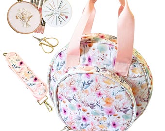 Embroidery Bag Organizer,  Project Bag, Cross stitch storage bag, Cross stitch Supply,  Supply embroidery hoops, embroidery storage, Sewing