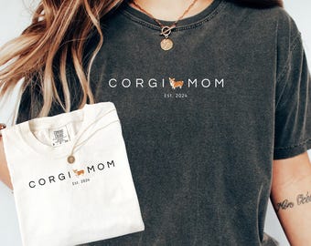 Benutzerdefinierte Corgis Hunde Mama T-Shirt Komfortfarben, benutzerdefinierte Hundemama Geschenk, Mama Komfortfarbe, Hundemama Geschenk für sie, Corgis Oma Geschenk