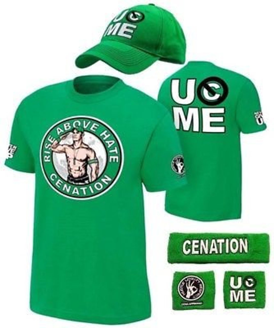John Cena Earn The Day Mens Costume T-shirt Baseball Hat Headband Wristbands