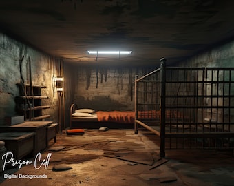 12 Prison Cell Digital Backgrounds for Zoom Team Calls, Stock Photos, Inmate quarters, Convict confinement, Cellblock, For Commercial Use