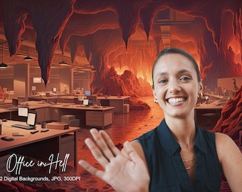 12 Office in Hell backgrounds for teams,zoom, skype calls, photography backdrops, devil, demon, satan, burning, brimstone, fire, commercial