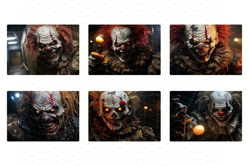 Creepy Killer Animatronic Clowns Digital Backgrounds