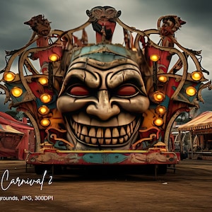 12 Creepy Carnival Digital Backgrounds - Disturbing, Freak shoes, Clowns, Haunted, commercial use, 300 DPI, Macabre, JPG, Gothic, Games
