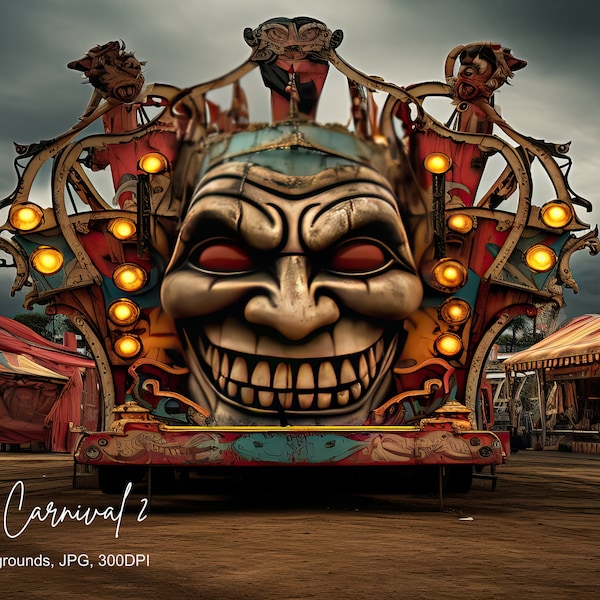 12 Creepy Carnival Digital Backgrounds - Disturbing, Freak shoes, Clowns, Haunted, commercial use, 300 DPI, Macabre, JPG, Gothic, Games