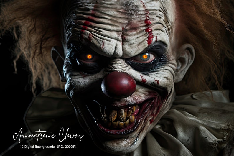 Creepy Killer Animatronic Clowns Digital Backgrounds