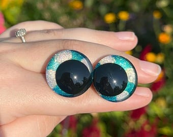 handgeschilderde 18-25 mm veiligheidsogen in kawaii-stijl voor gehaakte knuffels en amigurumi - bewolkte luchteditie