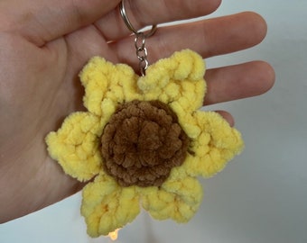 Gehaakte mini-zonnebloemsleutelhanger - aanpasbaar