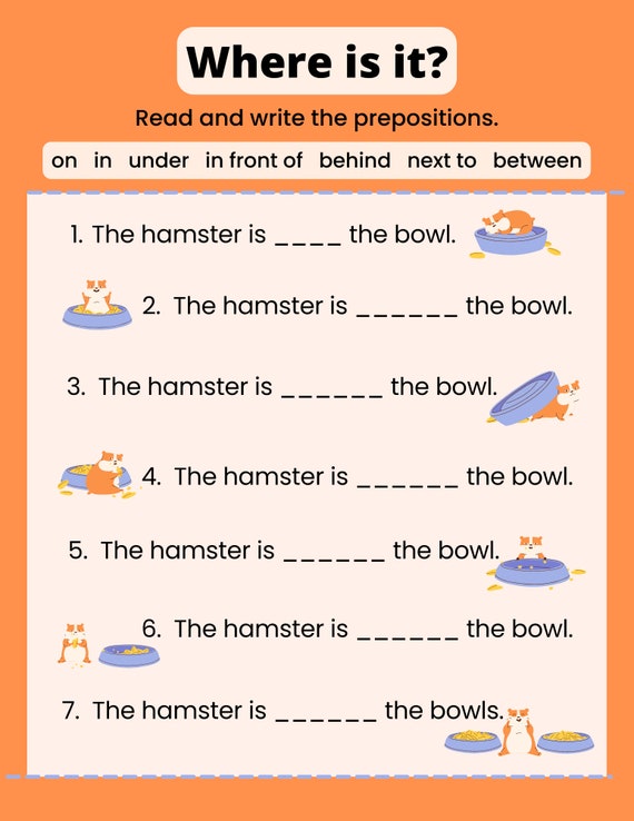 Download choose the appropriate prepositions from in, out, under, and on to  fill the blank worksheets