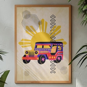 Philippine Jeepney Modern Art, Downloadable Pinoy Artwork, Philippines Culture Digital Print, Filipino Gift