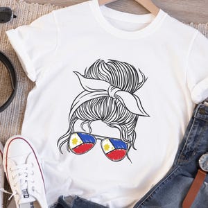 Pinay Pride T-Shirt: Filipina Flag Aviator Sunglasses Graphic Tee