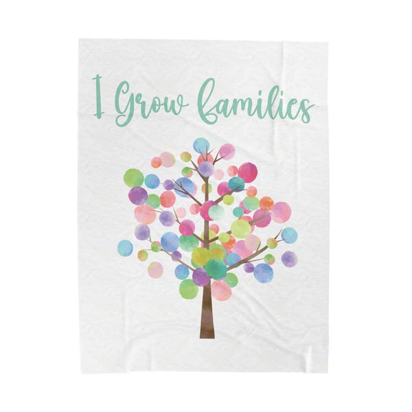 Manta de felpa de terciopelo I Grow Families / Árbol de acuarela colorido