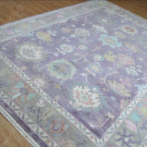Purple 9x12 Turkish rug knots Antique Rug oushak traditional High quality Rug living room kid&#39;s room bedroom room Rug wool rugs made to orde