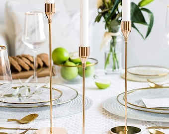 Elegant Candle Holder | Stick Candle Holder | Gold Candle Holder | Candle Holders for Taper Candles | Decorative Candlestick Holder