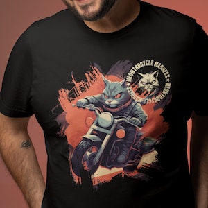 Cat Rider T-shirt, Motorbike Cat, Cool Cat Tshirt, Biker Shirt, Meowtorcycle Tshirt, Cat Racer, Cat Lovers Tshirt, Cat Lovers Gift