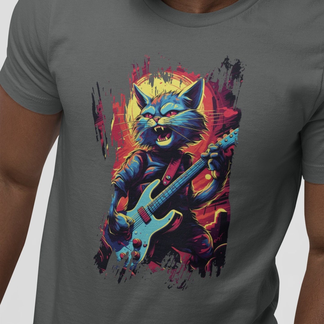 Rockstar Cat, Cat Tshirt, Music-inspired Graphic Tee for Men and Women ...